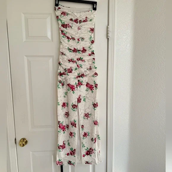 AFRM Marlo Crochet Lace Maxi Dress Pink And White Floral Size S - Picture 12 of 12